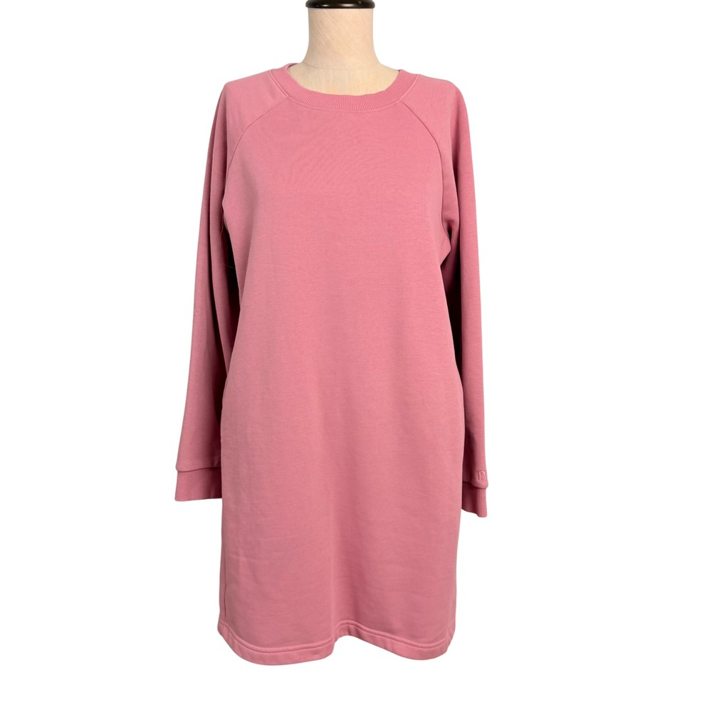 Pact Organic Cotton Sweatshirt Dress‎ Rose Pink Raglan Sleeve Pockets Medium